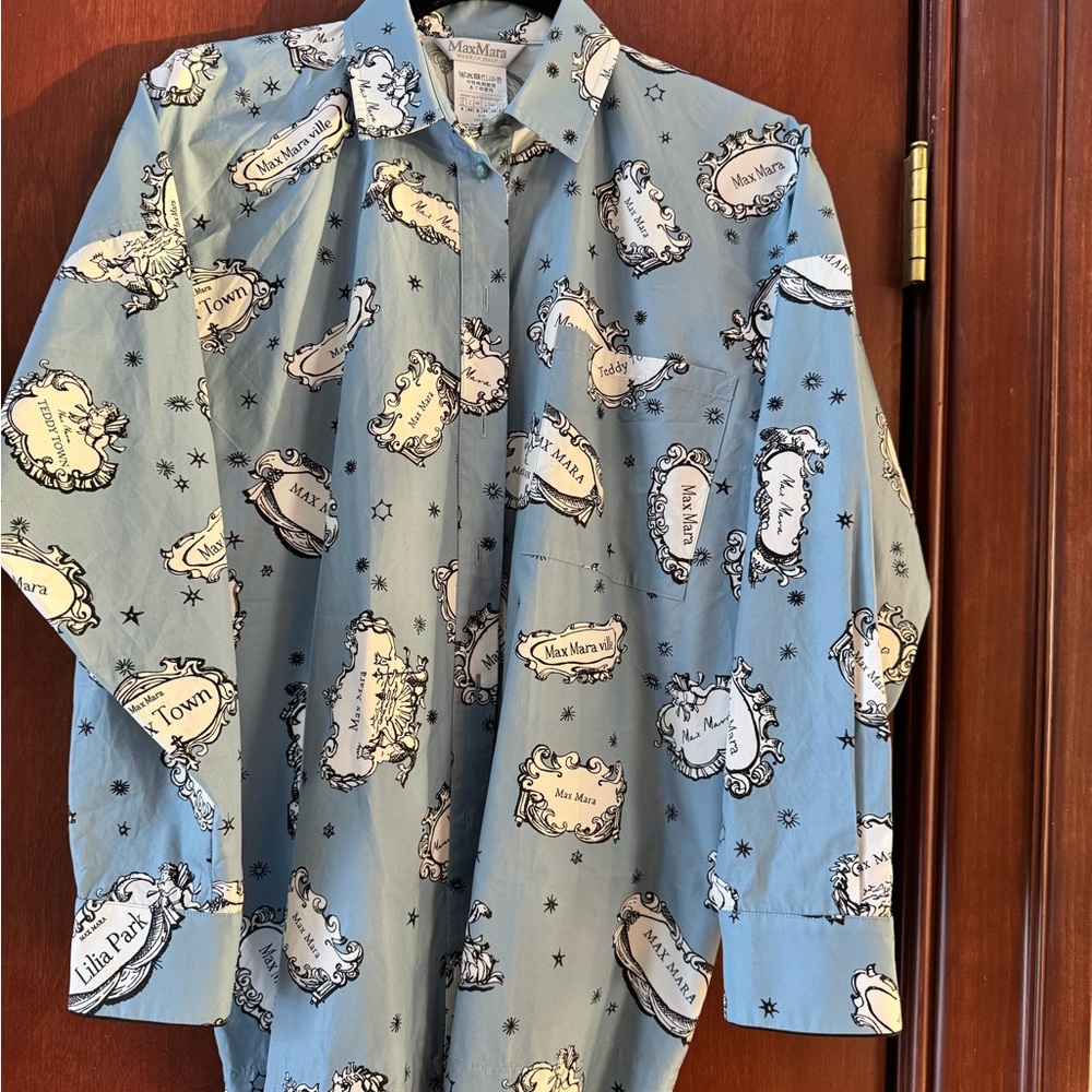 MaxMara Blue Graphic Blouse